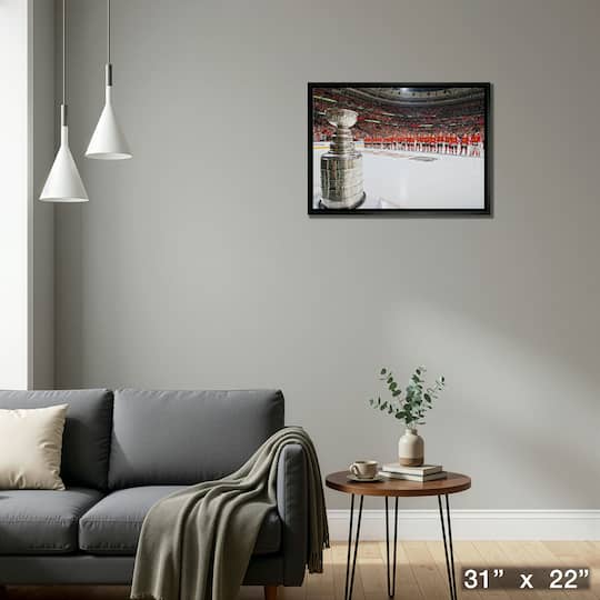 Chicago Blackhawks Framed 20" x 29" Stanley Cup In Foreground Canvas 31" x 22"